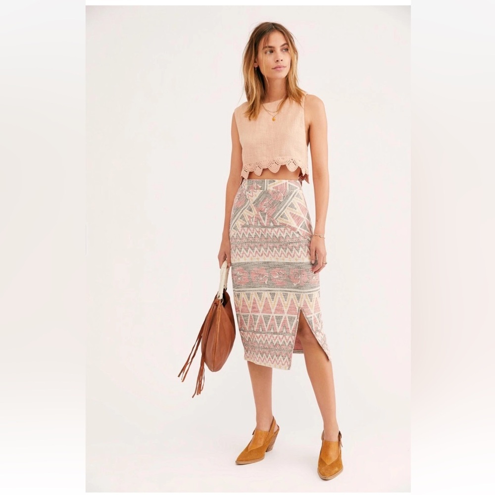 Free People Patterned Midi Skirt